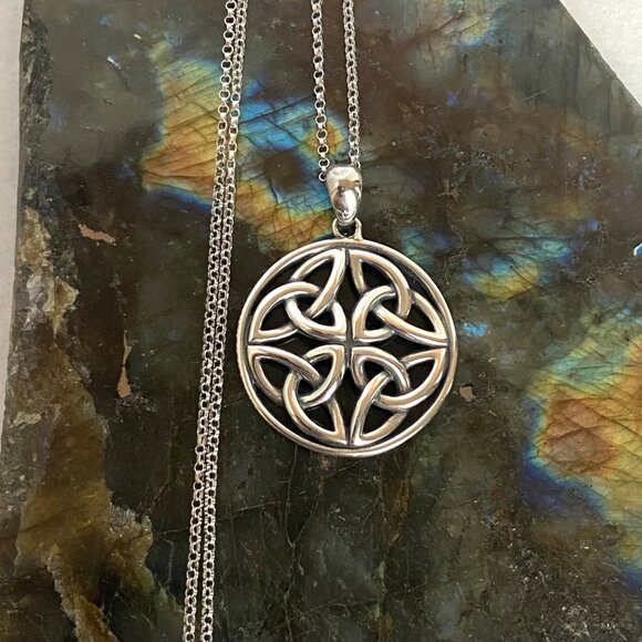 Sterling Silver 925 PAJ Round Celtic Trinity Knot Pendant Necklace 18" Chain - Picture 6 of 16